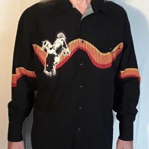Wrangler Snap Black Rodeo Country Western Shirt